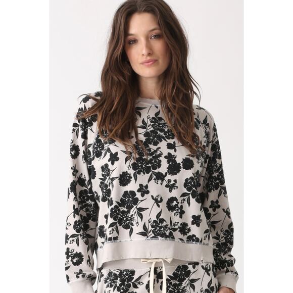 Electric & Rose Ronan Pullover Sweatshirt Black White Nazar Flower Eye XS - Picture 1 of 10